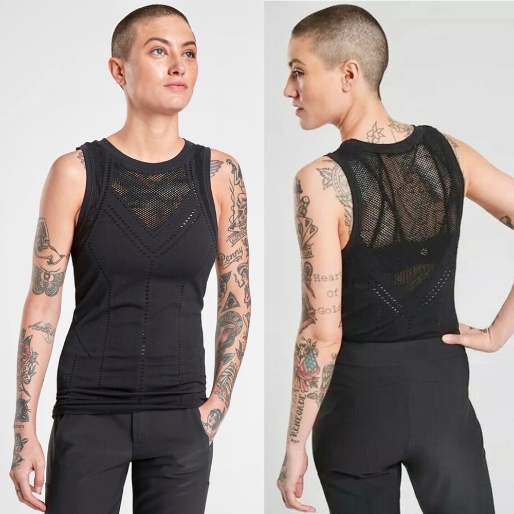 ATHLETA Seamless Laser Cut Tank Top in Black